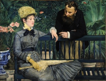  Jules Oil Painting - In the Conservatory Study of and Mme Jules Guillemet Realism Impressionism Edouard Manet